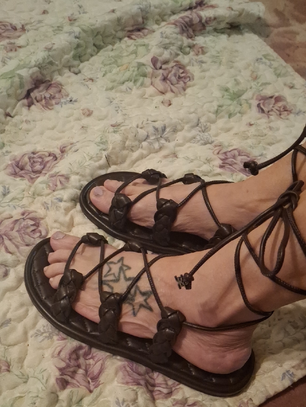 Sam Edelman Brown Lace-Up Braided Gladiator Sandals